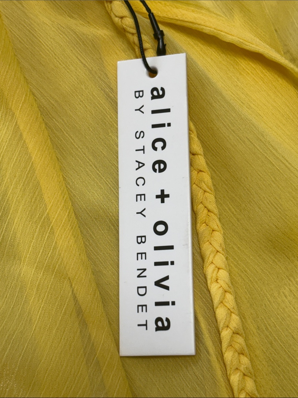 NWT Yellow Alice +Olivia sheer dress - Picture 7 of 11